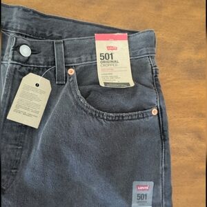 Levis 501 Womens Jeans Original Cropped High Rise 31X26 Gray/Charcoal Button Fly